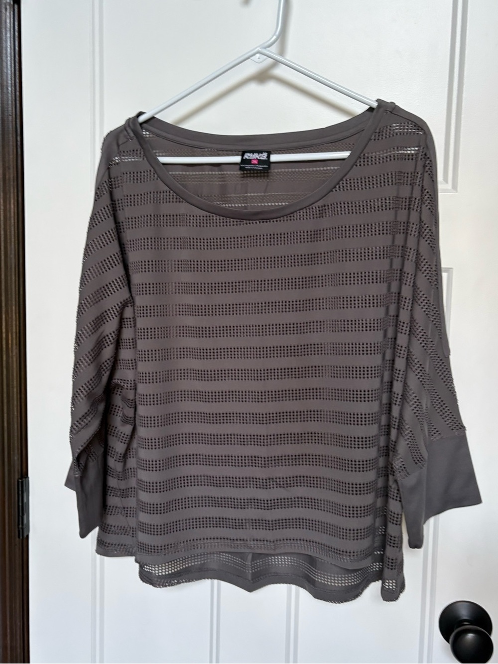 Ryka Gray Grey Openwork Short Sleeve Tee sz 2XL